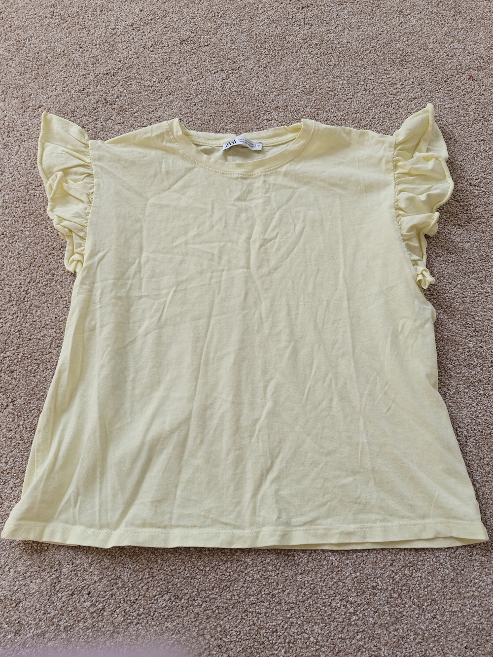 Zara Yellow Ruffle Sleeve Women's Tee